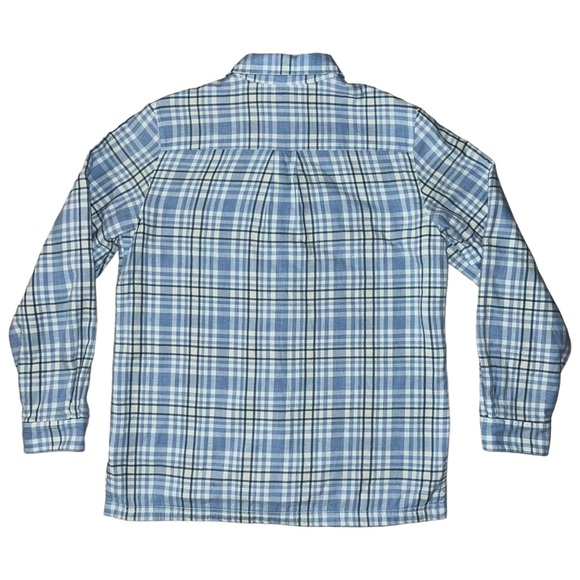L.L. Bean Plaid Blue Fleece Lined Button Down Flannel Shirt Jacket Top Sz Small - Picture 12 of 14